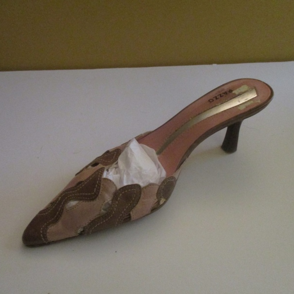 Vintage Pazzo Pink Taupe Suede Pointed Toe Slides